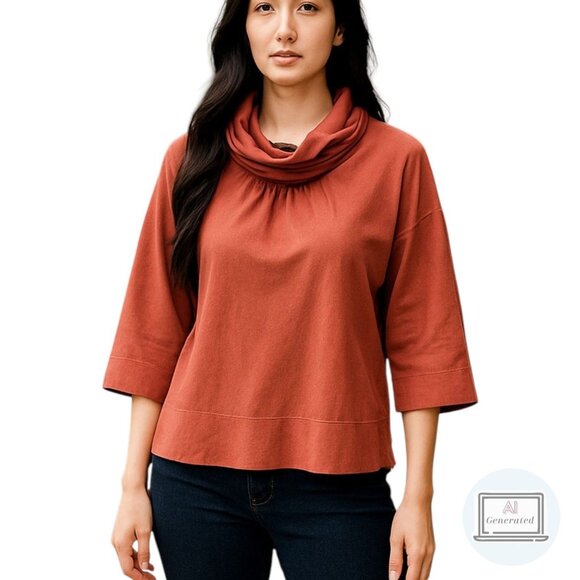 J Jill Womens Cowl Neck Sweater Cotton Modal Salmon Pink Pull Over Size S - Picture 1 of 14